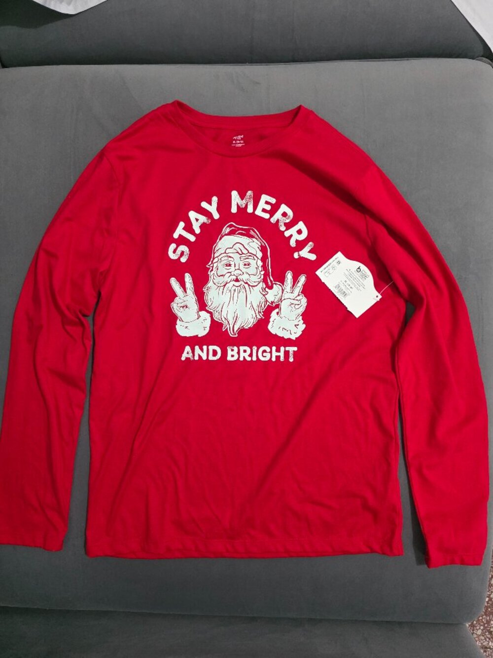 Christmas “Stay Merry & Bright” Graphic Tee Boys XL 14–16 – NWT